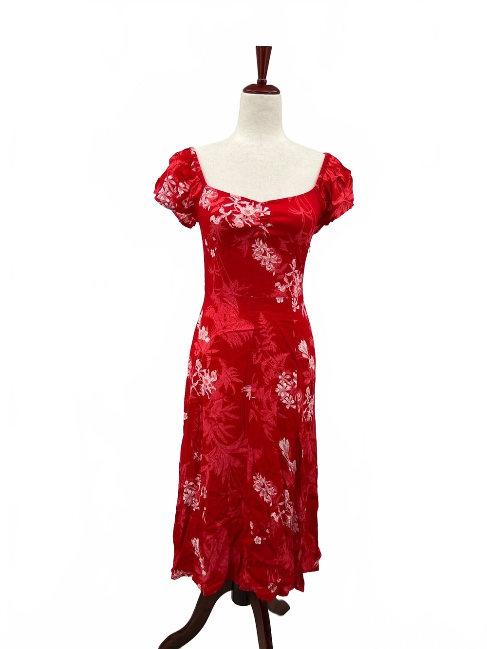 Chelsea28 White Red Floral Maxi Dress Side Slit Ruffle | Womens XS